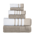 Modern Threads 6-Piece Cotton Bath Towel Set – Quick Dry White & Tan