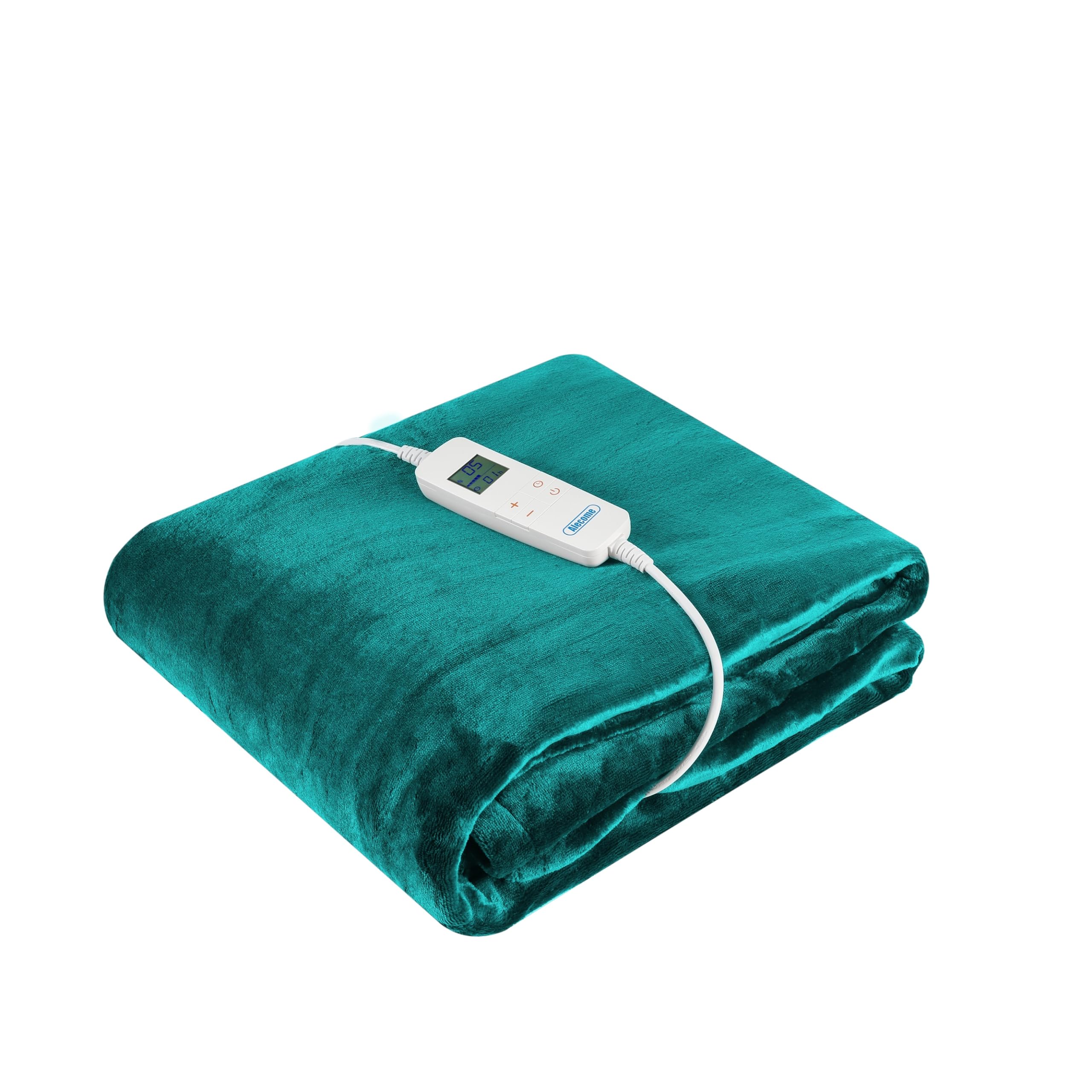 Alecome Electric Heated Throw Blanket | 10 Heat Settings | Teal Fleece