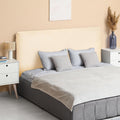 sourcing map Bed Headboard Slipcover, 120cm Jacquard Fabric Stretch Protector Covers, Dustproof Cover for 1.2m Headboard Bedroom Decor, Beige - image 1
