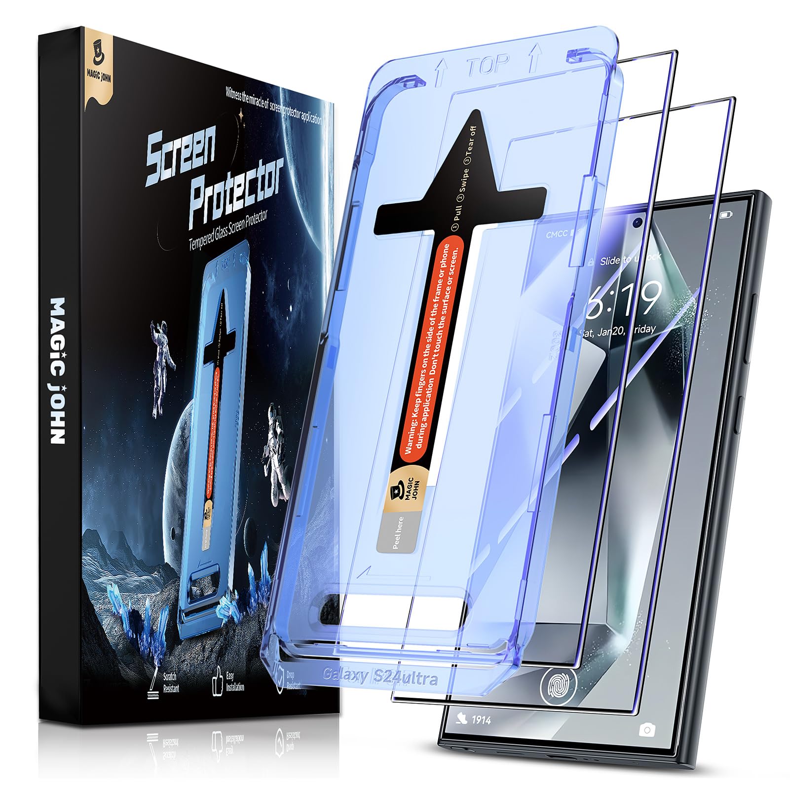 MAGIC JOHN Samsung Galaxy S24 Ultra Tempered Glass Screen Protector – 2 Pack