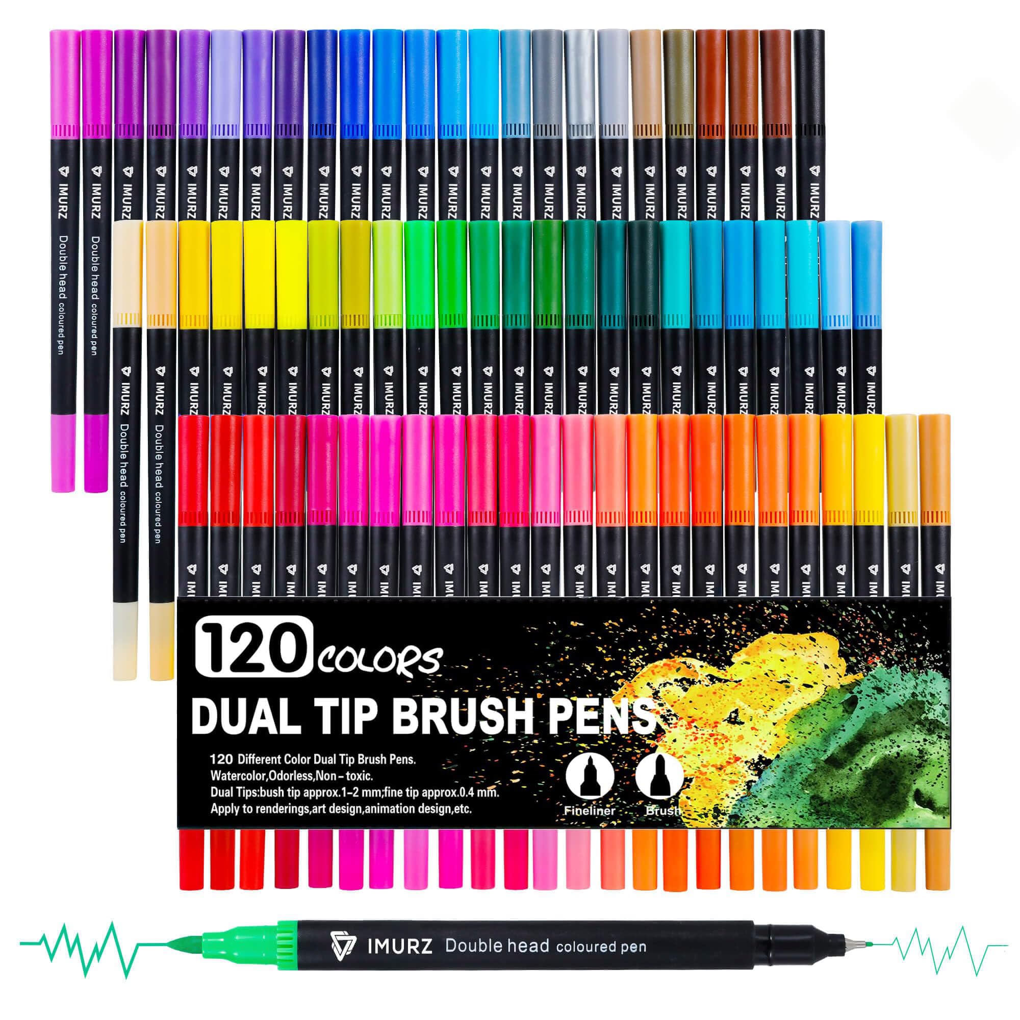 K.CINE 120 Dual Tip Colouring Pens | Fine & Brush Tip Art Markers for Adults