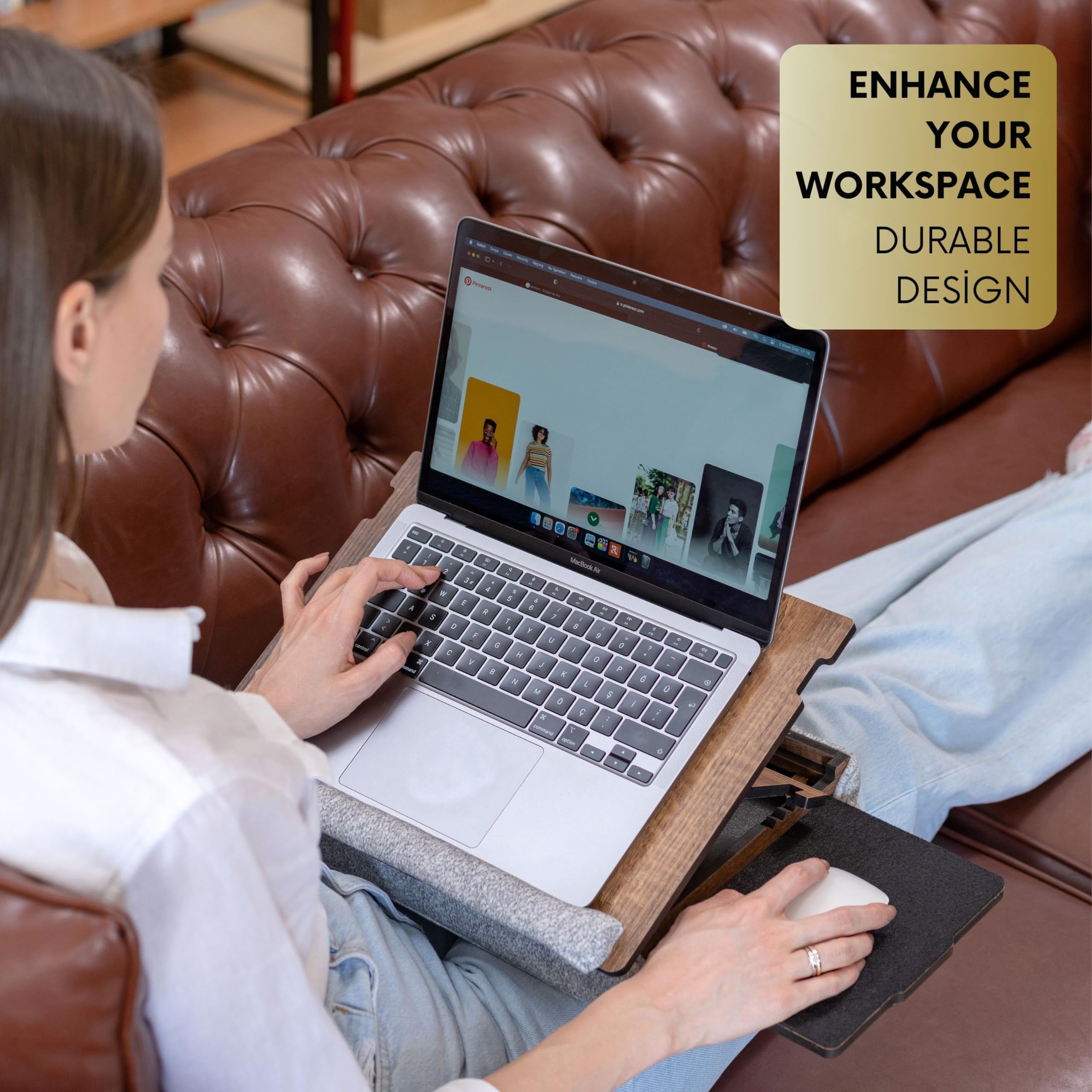 Vigo Wood Laptop Tray – Ergonomic Lap Desk with Mousepad