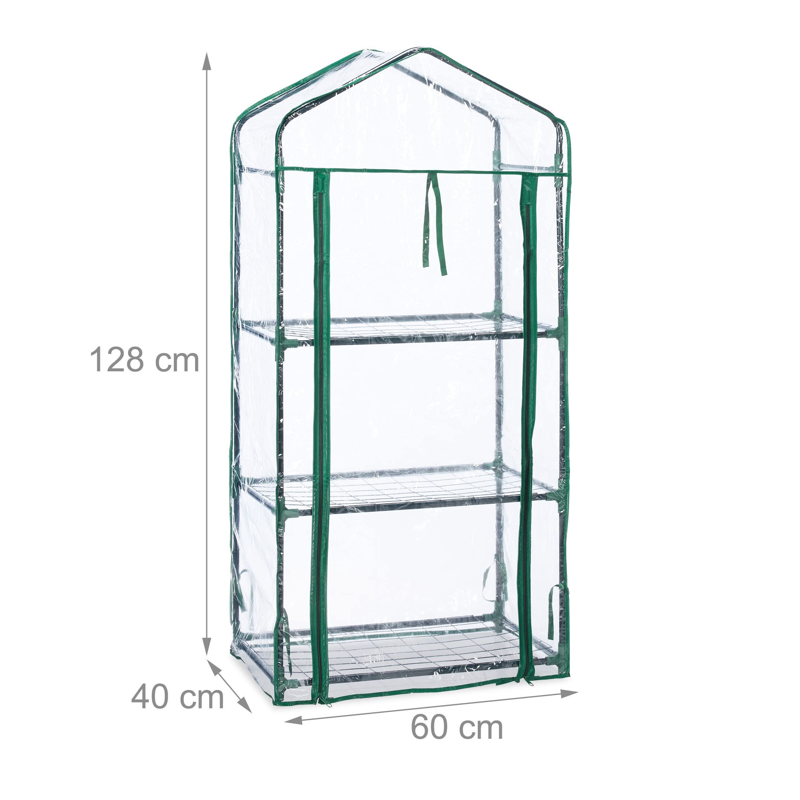 Relaxdays Small Balcony Greenhouse - 3 Shelves, Metal & Plastic, 128cm