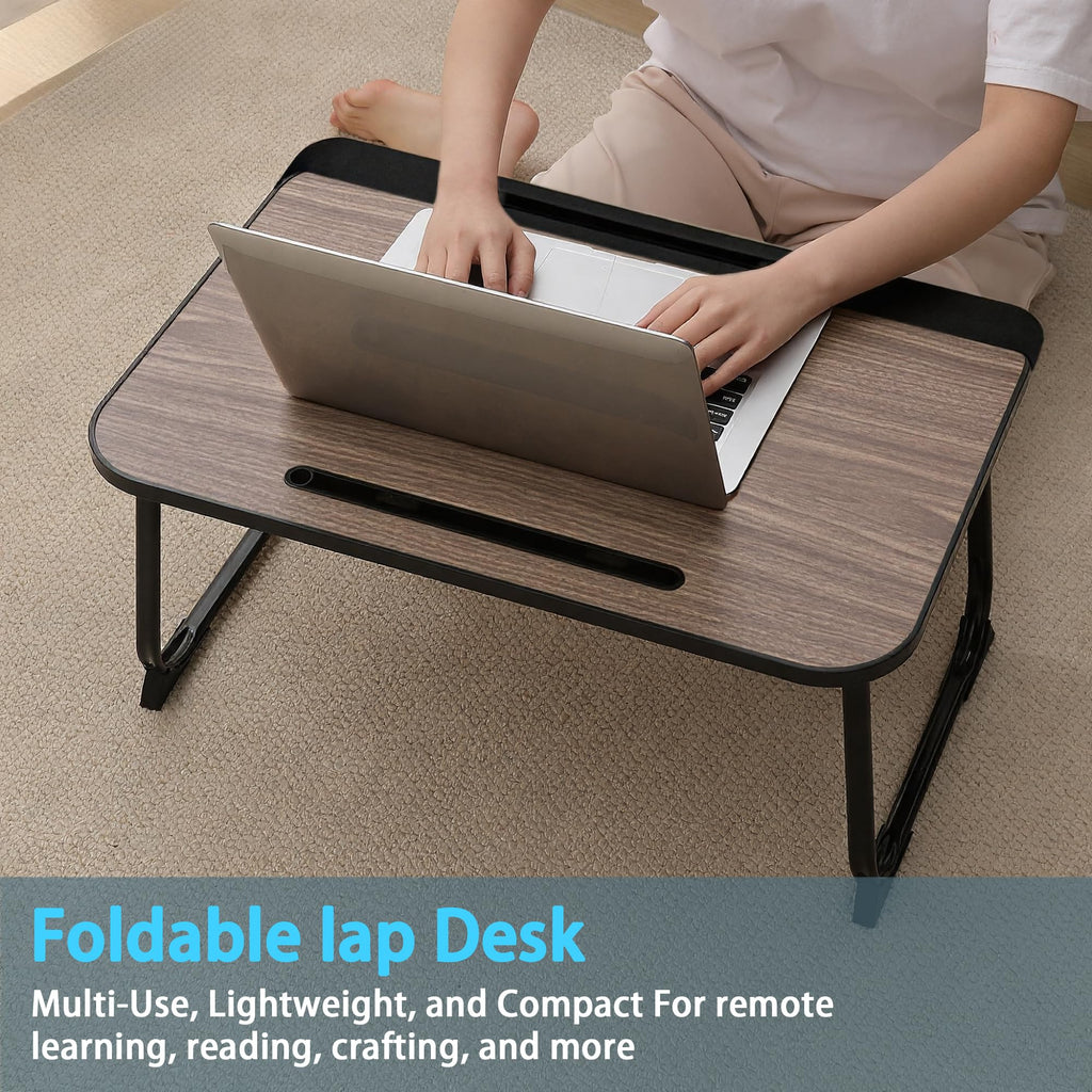 Laptop Bed Desk,Lap Desk for Breakfast in Bed, Work and Study, Home Office, Laptop Stand for Sofa、Couch、Bed, 60x40 Brown