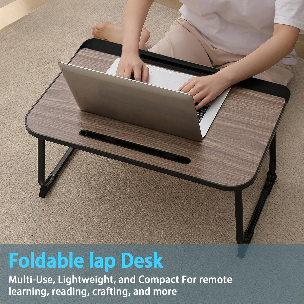 Laptop Bed Desk,Lap Desk for Breakfast in Bed, Work and Study, Home Office, Laptop Stand for Sofa、Couch、Bed, 60x40 Brown