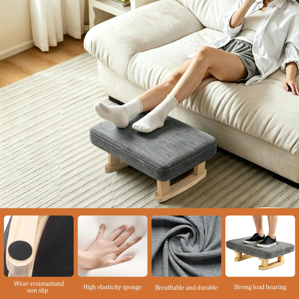 JJoexyfit Multi-Functional Foot Stool with Solid Wood Legs, Linen Fabric - image 4