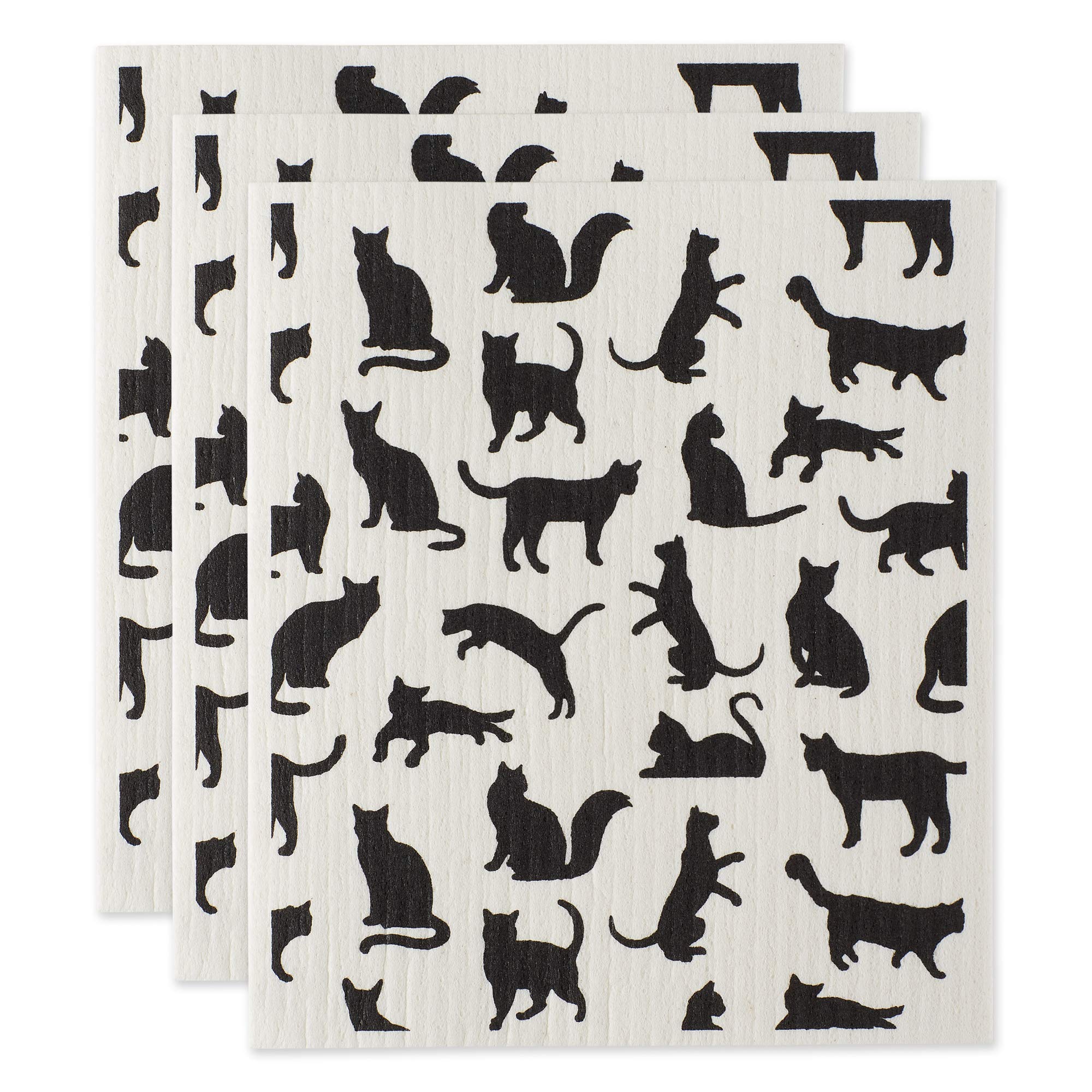 DII Swedish Dishcloths – 3 Pack Reusable Biodegradable Cotton Cat Design