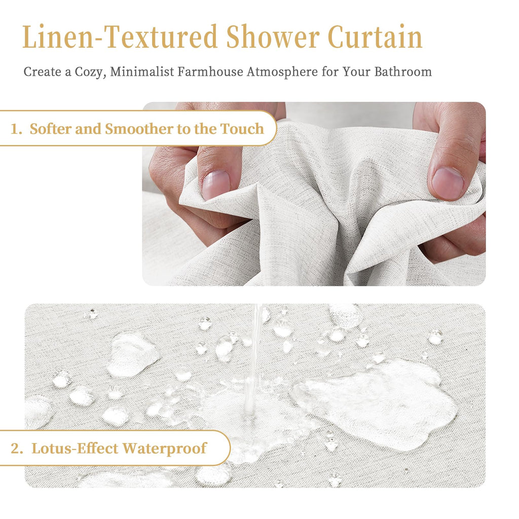 FY&XZH White Shower Curtain, Heavy-Duty Linen-Texture Fabric Shower Curtain, Extra Soft Double-layer waterproof Shower Curtains With Smart Function - image 2