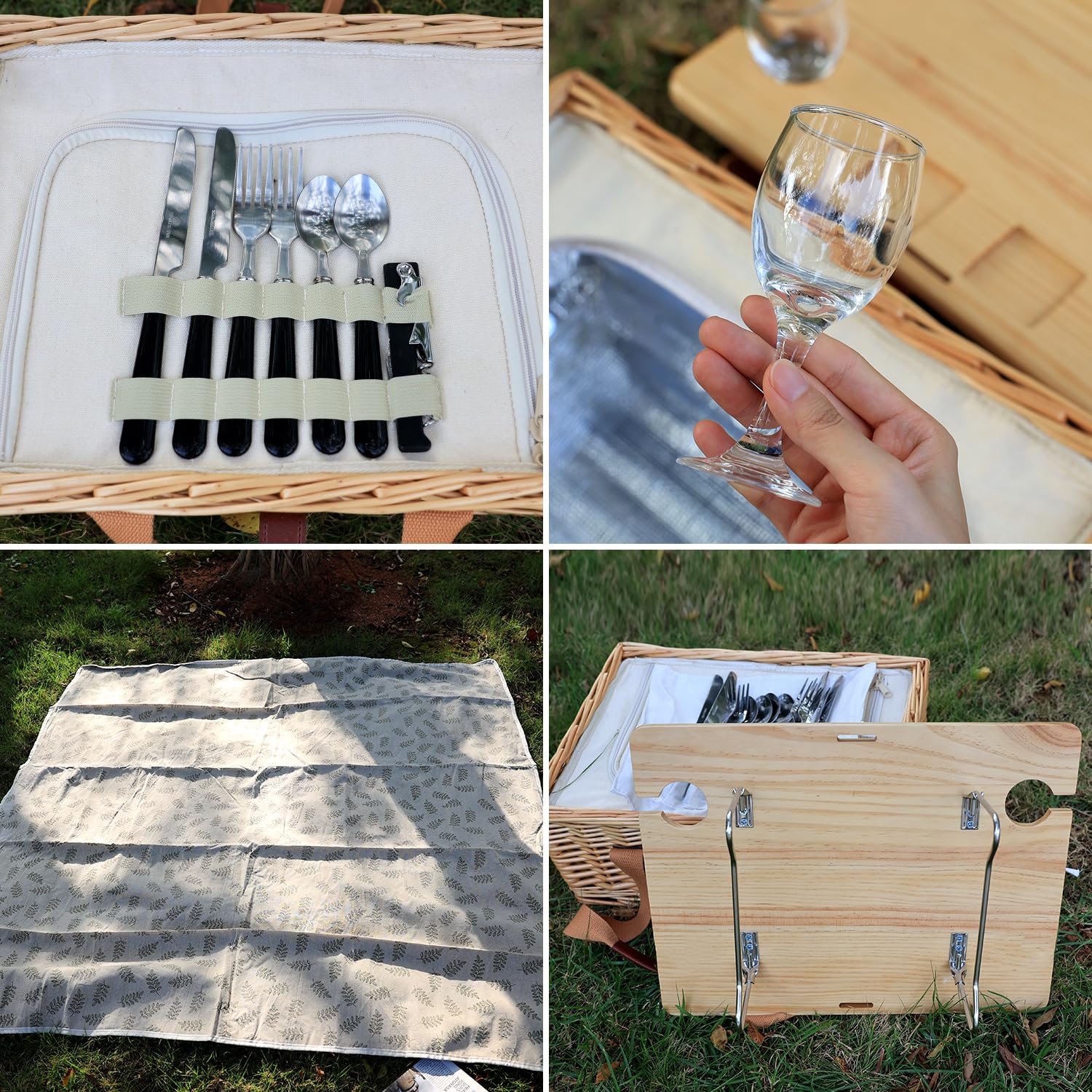 Hap Tim Wicker Picnic Basket for 2 | Insulated Cooler & Folding Wine Table