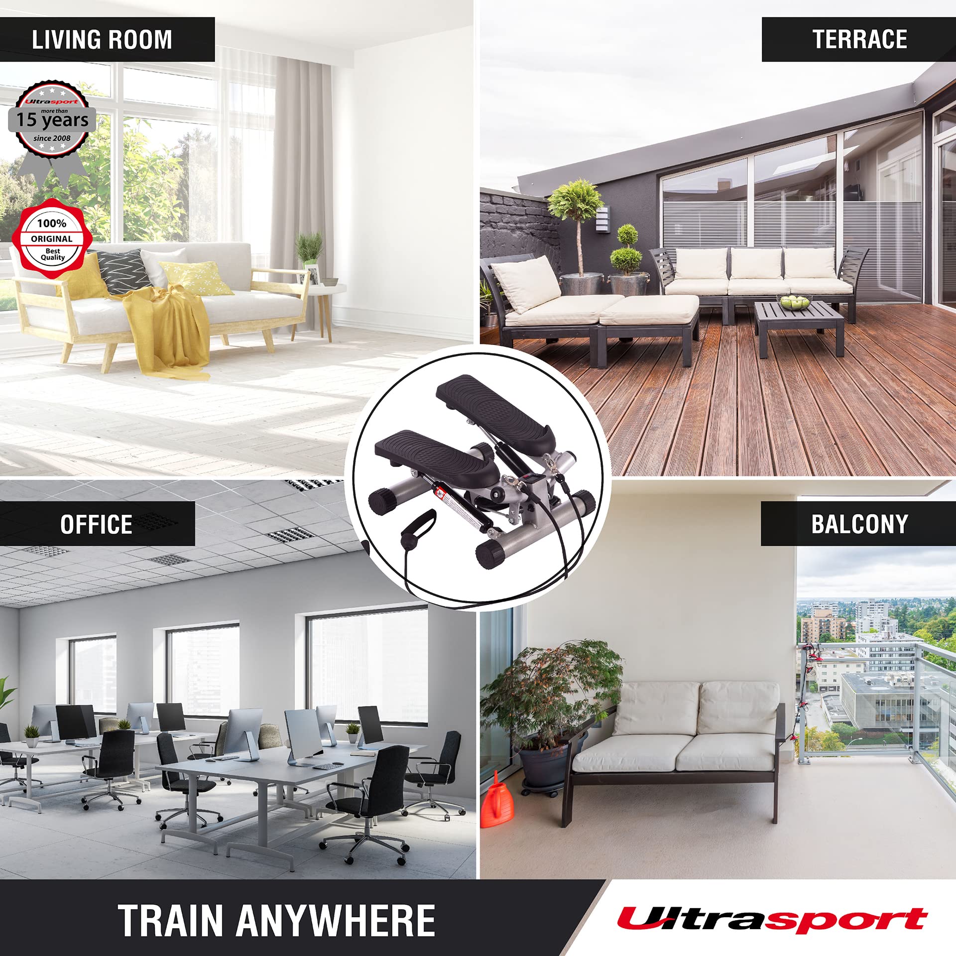 Ultrasport Swing Stepper – Hometrainer mit Trainingsbändern & Computer