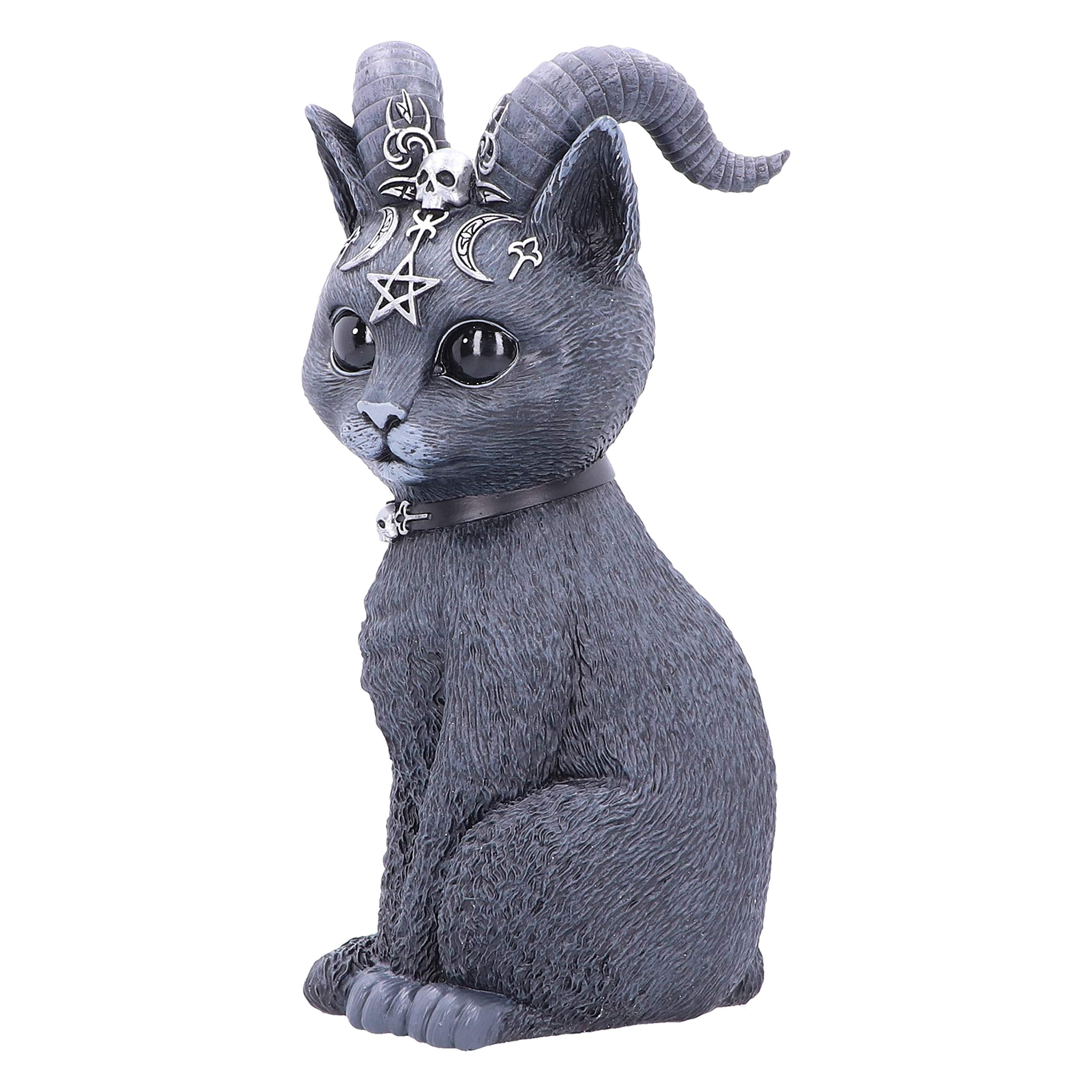 Nemesis Now Pawzuph Horned Occult Cat Figurine – Black Resin, 26.5cm