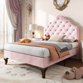 BTM Single Upholstered Bed 90x190 – Pink Velvet with Slatted Frame