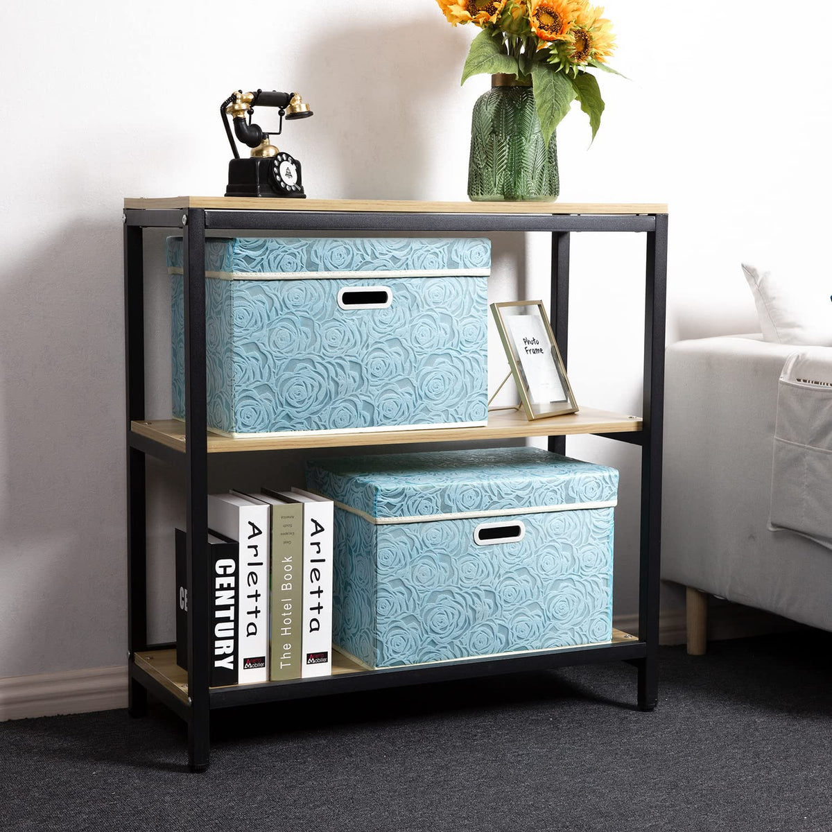 Prandom Storage Boxes with Lids Large.Rose Pattern Fabric Decorative Storage Box, Really Useful Box,Clothing Storage,Cubes - image 2