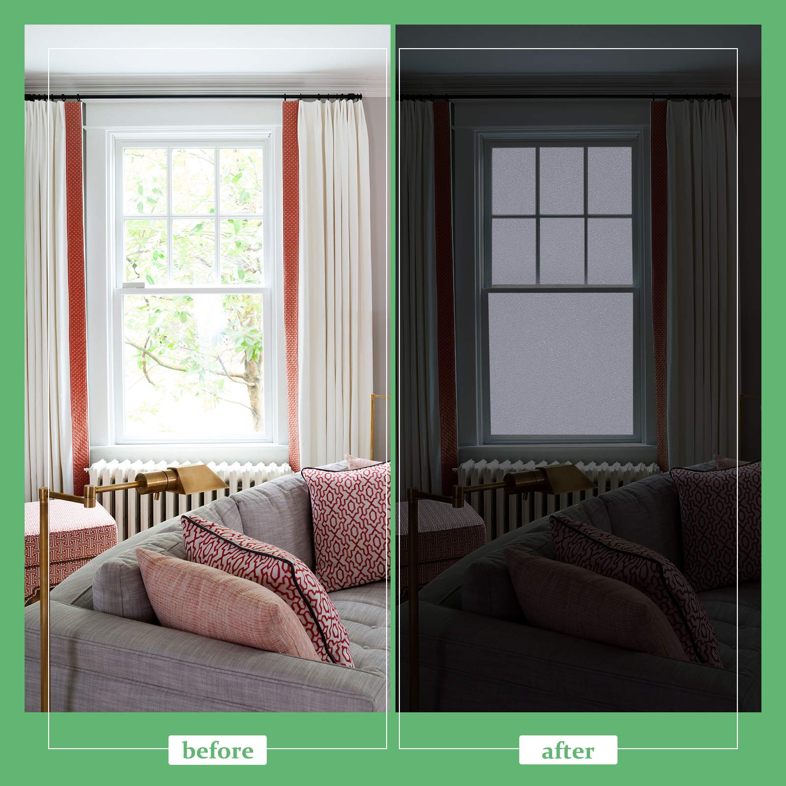 Lifetree White Blackout Window Film | 100% Light Blocking Static Cling