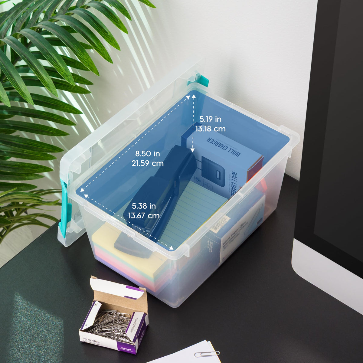 IRIS USA Storage Bins with Lids for Craft Storage, 6-Pack, 4.3 Qt Plastic Stackable Sensory Bin Organizer Container Clip Box for Art Craft Scrapbook - image 3