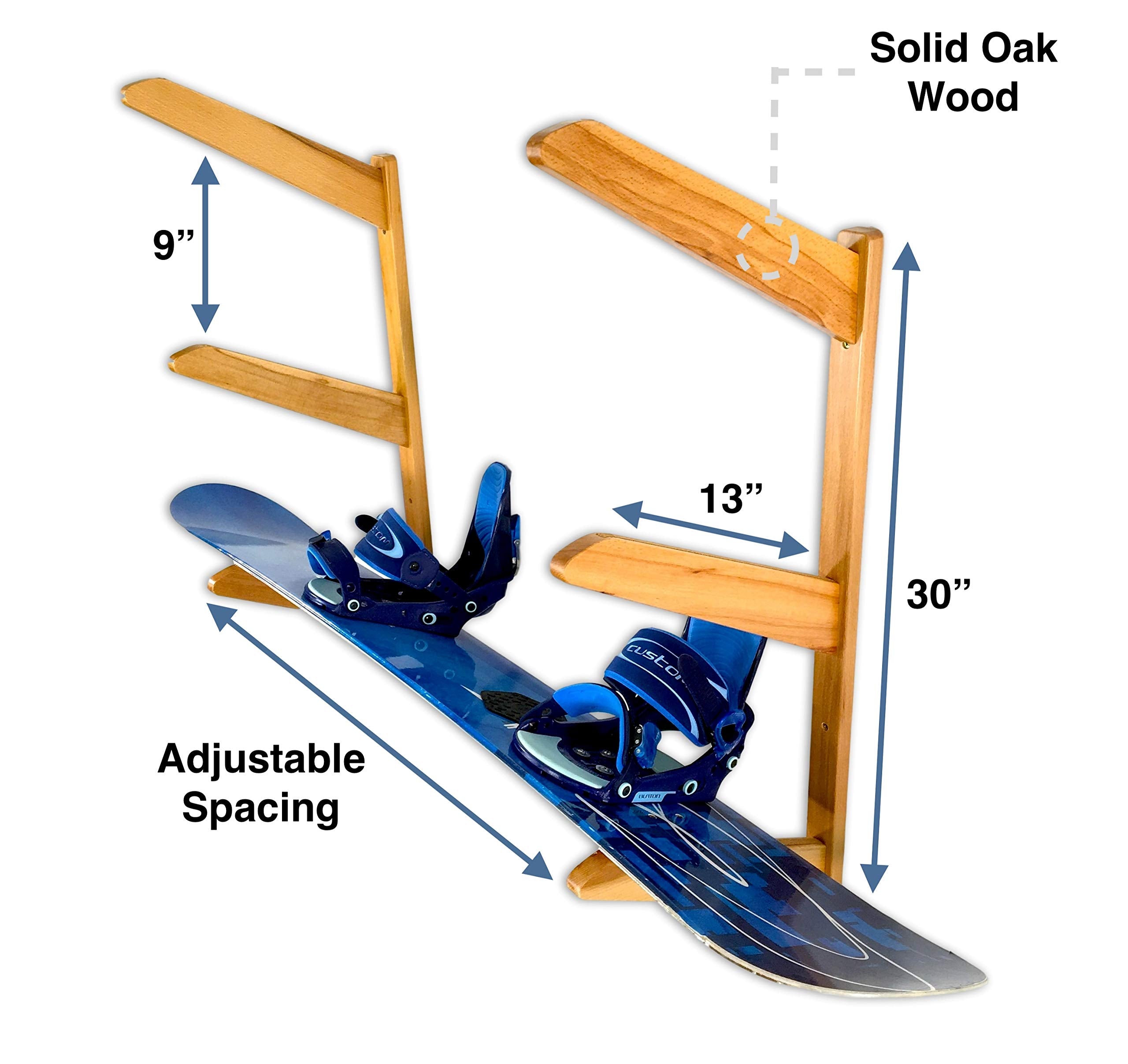 StoreYourBoard Timber Snowboard Wall Rack | 3-Board Wood Storage Mount