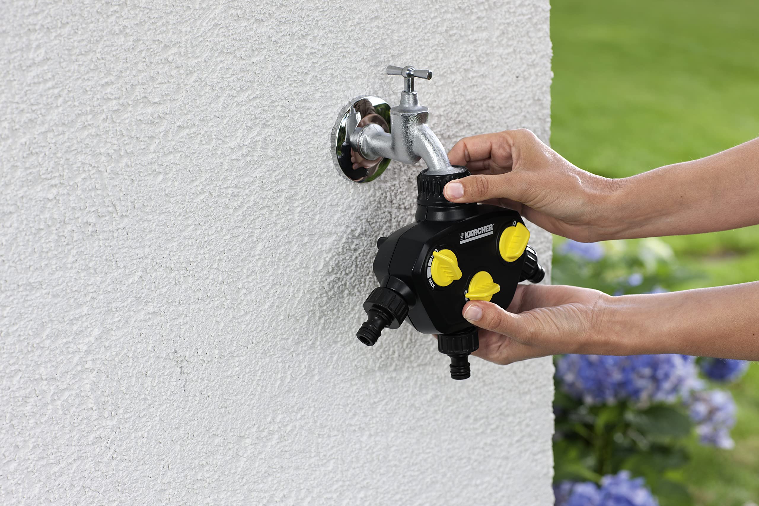 Kärcher 3-Way Tap Adapter – 3-Wege-Verteiler für Gartenschläuche, Schwarz