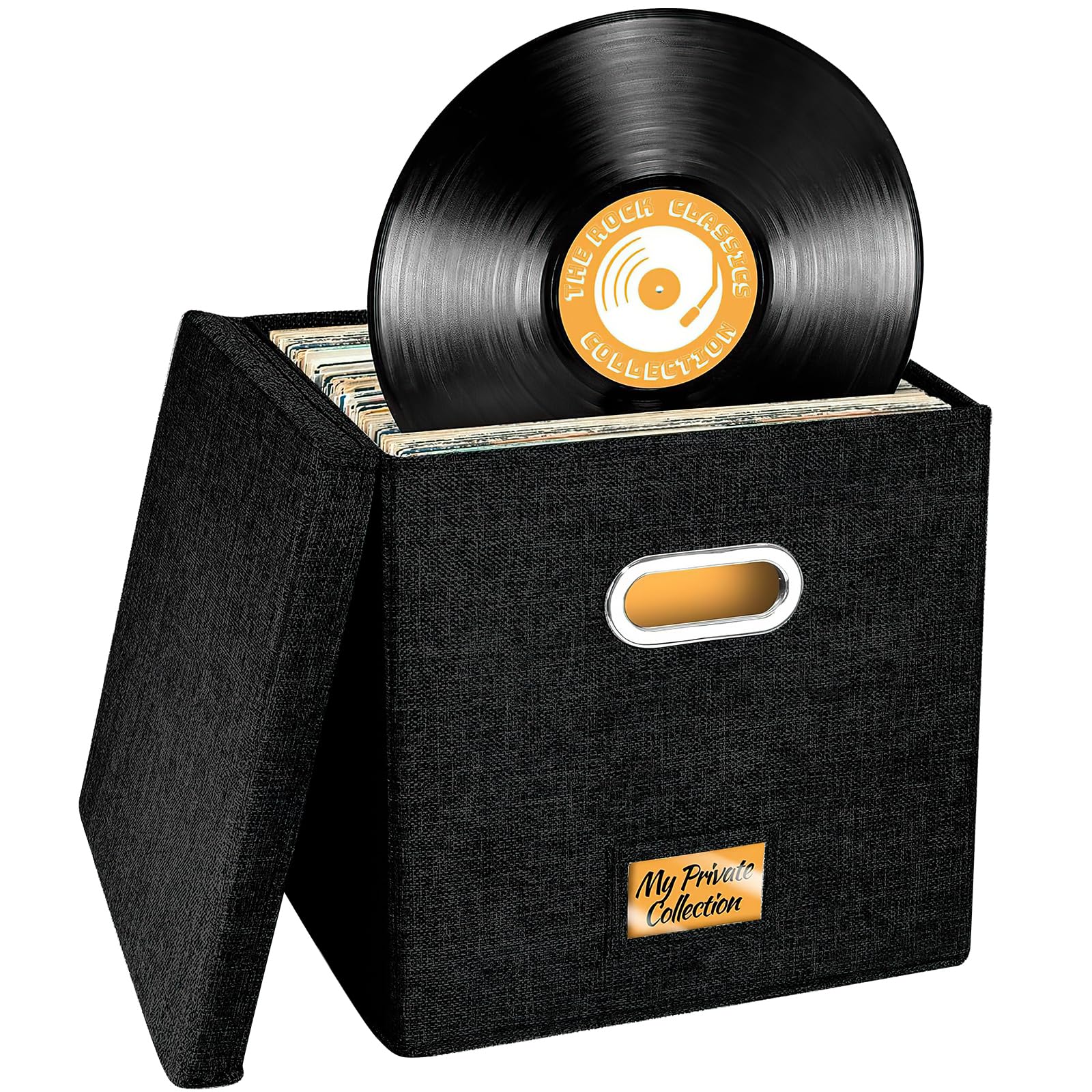Aolawco 12-inch Vinyl Record Storage Box | Folding LP Case Holds 100+