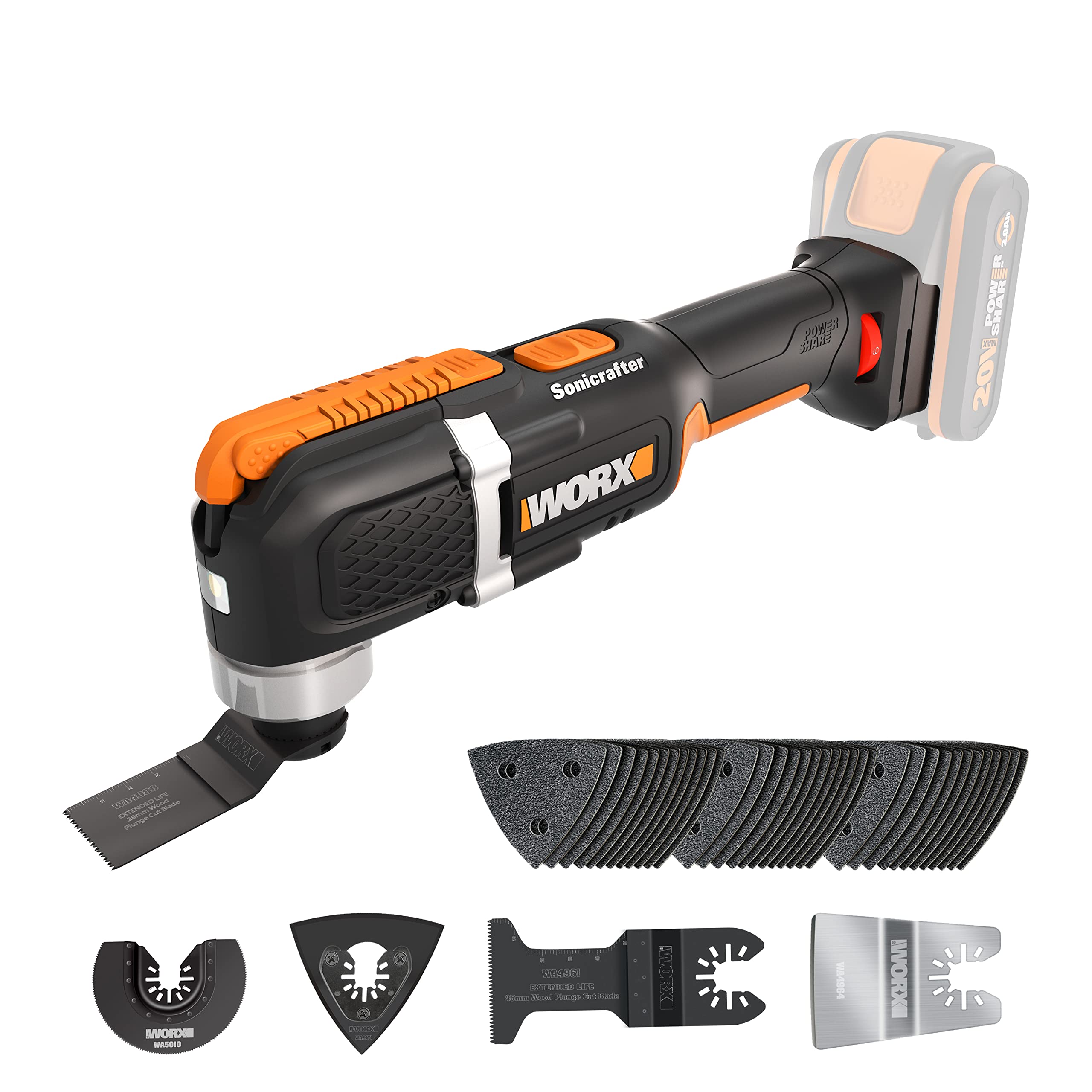 WORX WX696.9 Sonicrafter Cordless Oscillating Multi-Tool – 18V Bare Tool