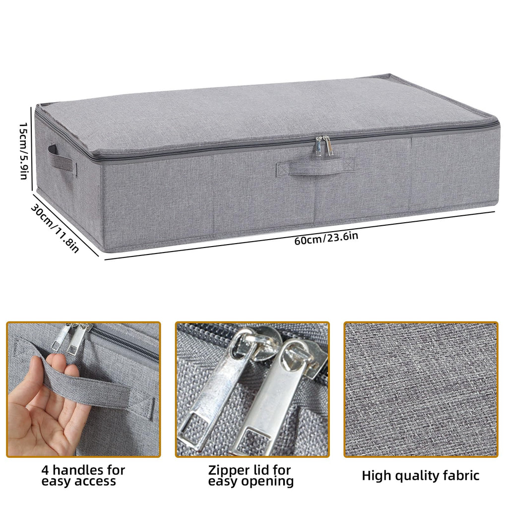 YheenLf Under Bed Storage Box with Lid | Foldable Linen Organiser, 3-Pack