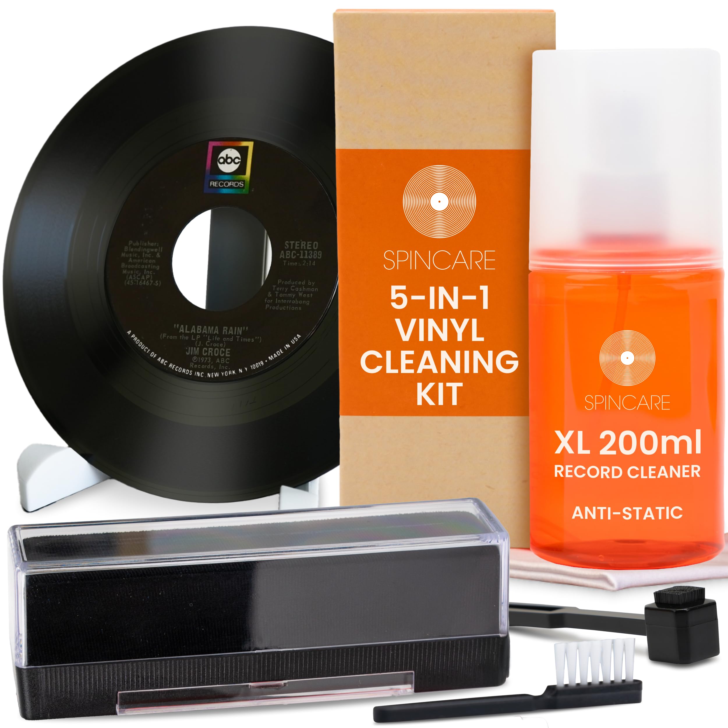 SPINCARE 5-in-1 Vinyl Record Cleaning Kit with Anti-Static Solution