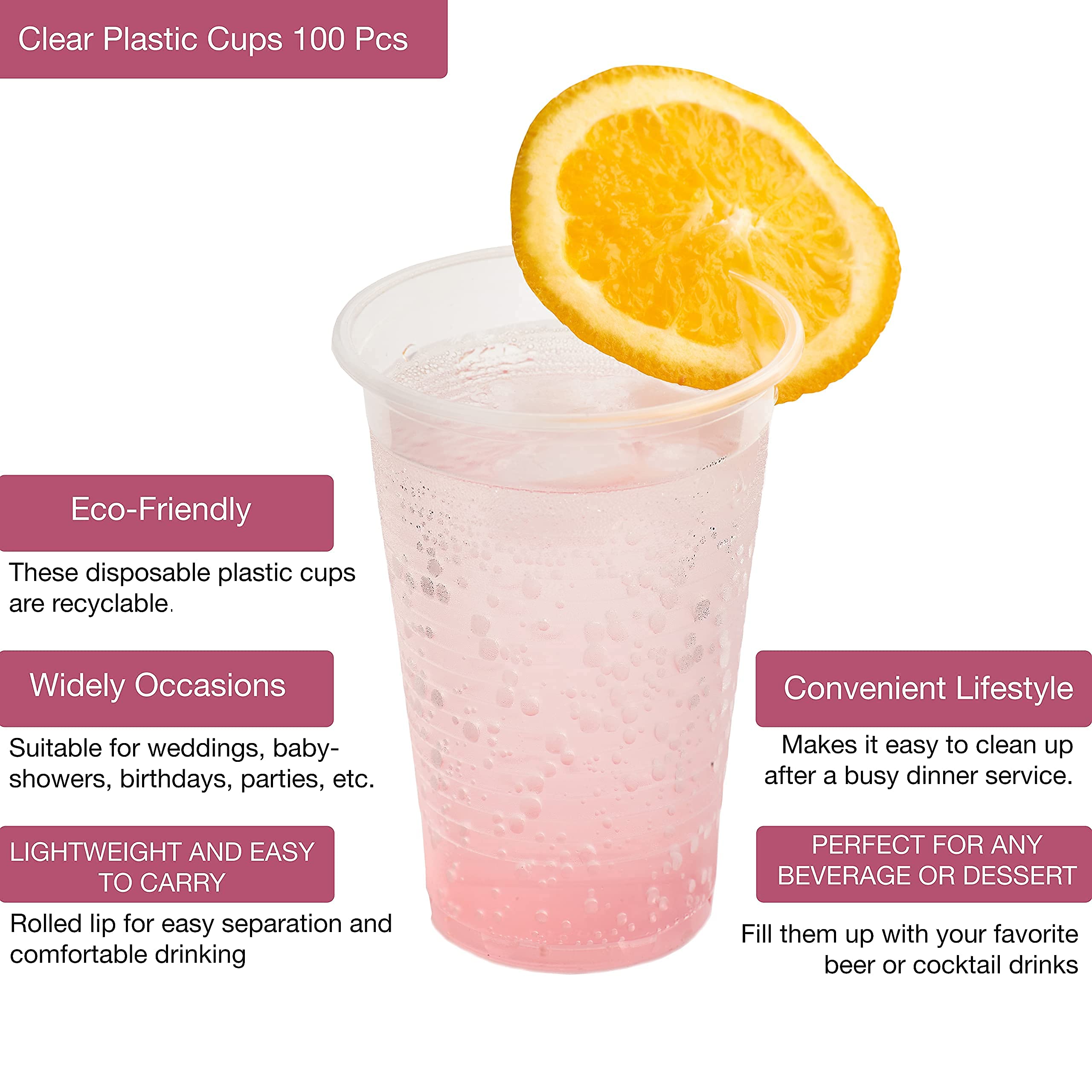 Shefa Clear Plastic Cups - 3000 Pack Bulk 180ml Disposable Party Glasses