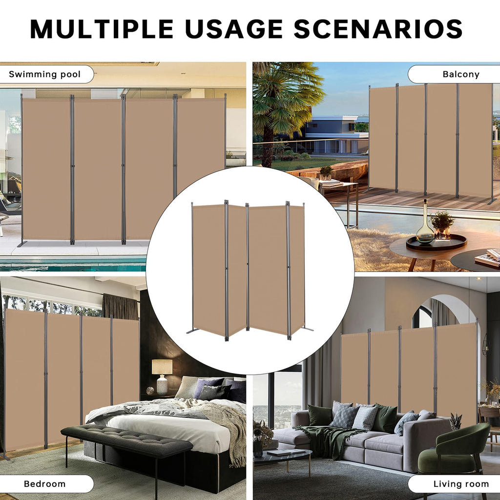 Angel Living 4 Panels Folding Room Divider, Privacy Screen Composed of Polyester Fabric and Sturdy Iron Frame - image 4