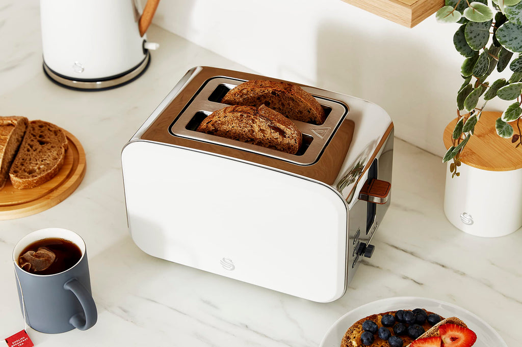 Swan Nordic 2-Slice Toaster | 900W White Toaster with 6 Browning Levels