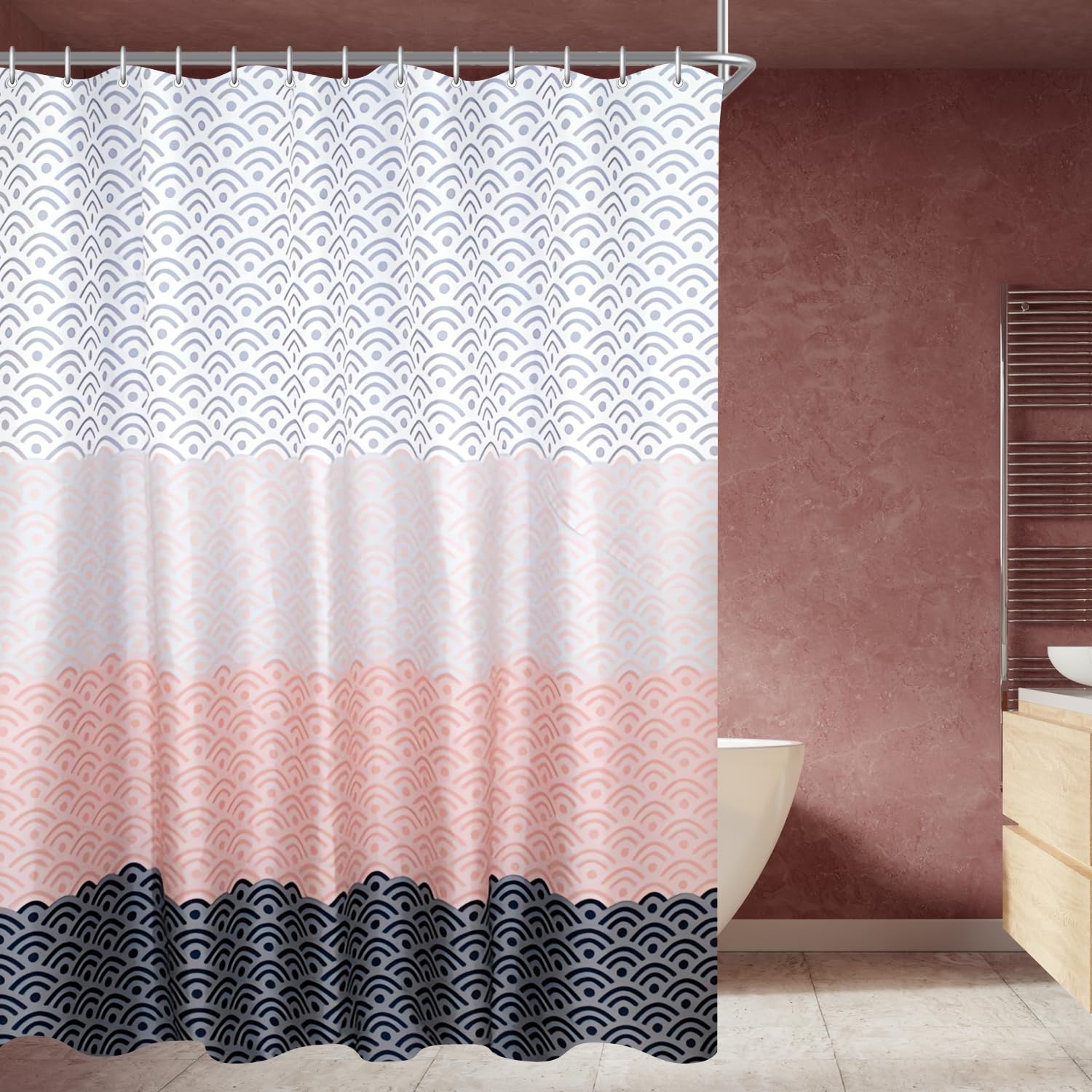 Lerores Floral Shower Curtain – Anti-Mould Waterproof Polyester, 220x200cm