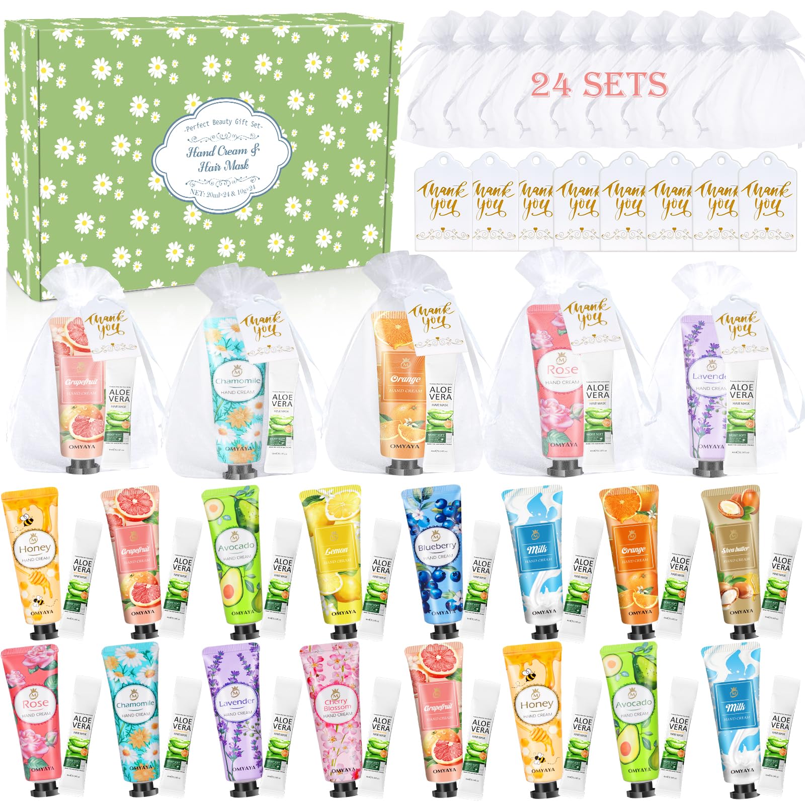 Jolof Store 96-Piece Hand Cream & Hair Mask Gift Set - 24 Bulk Packs