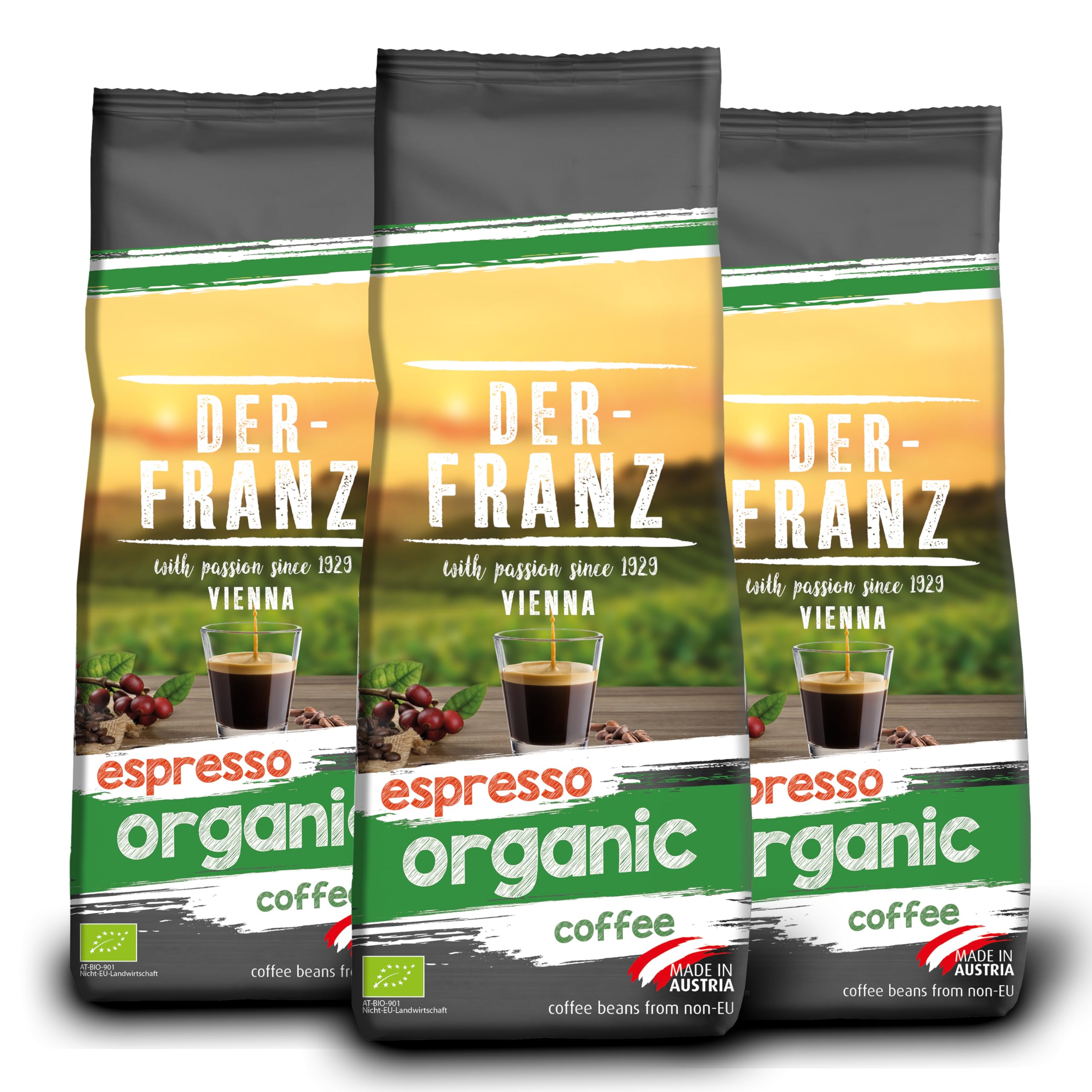 Der-Franz Organic Espresso Coffee Whole Bean - 1.5kg (3 x 500g)