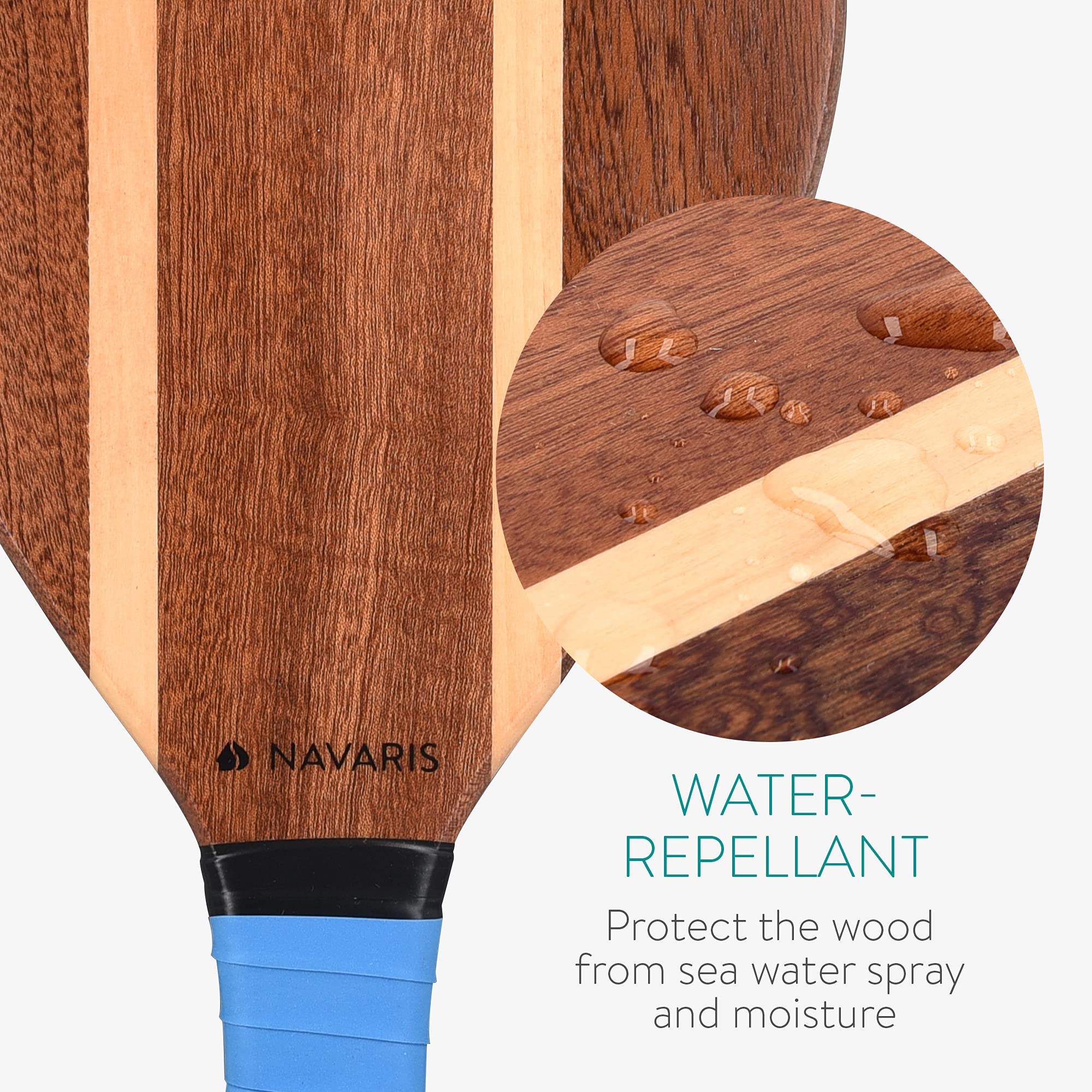 Navaris Frescobol Beach Rackets Set – 2 Varnished Wooden Paddles