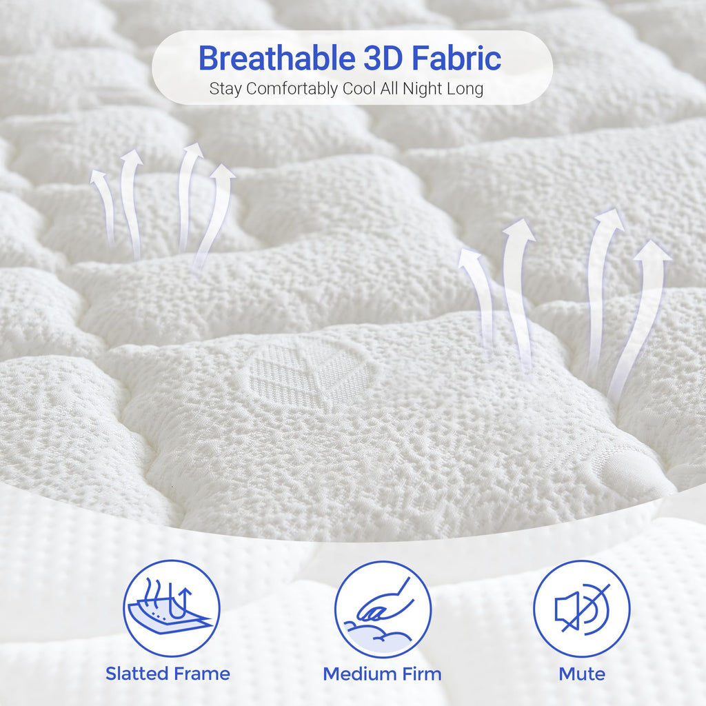 dosleeps Double Mattress 4FT6 | 10" Memory Foam & Pocket Sprung | 9-Zone Orthopedic Support, Breathable Cover