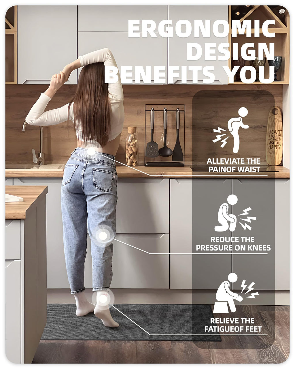 Color G Kitchen Rug – Non-Slip Washable Woven Absorbent Runner Mat
