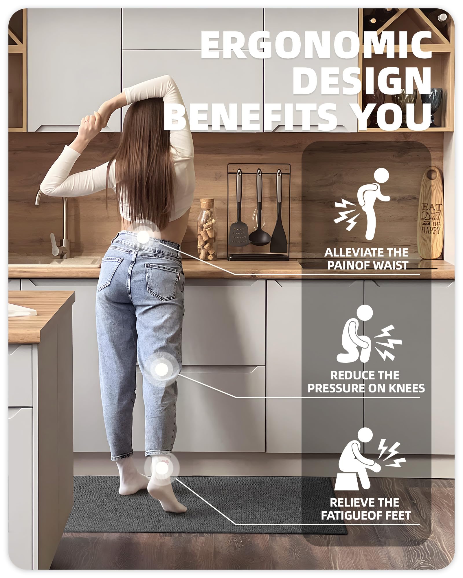 Color G Kitchen Rug – Non-Slip Washable Woven Absorbent Runner Mat