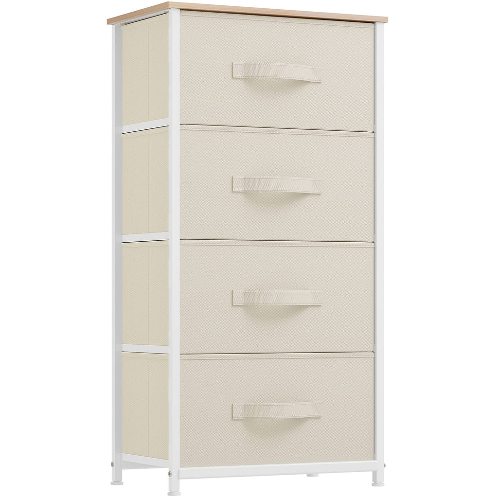YITAHOME 4-Drawer Fabric Dresser – Metal Frame Storage Chest, Cream White