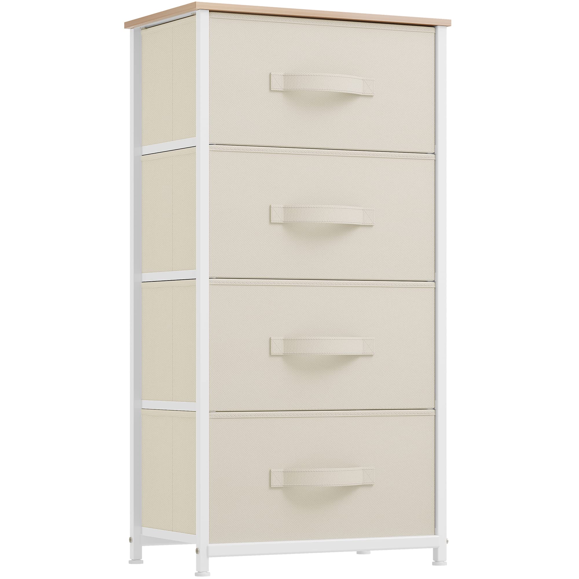 YITAHOME 4-Drawer Fabric Dresser – Metal Frame Storage Chest, Cream White