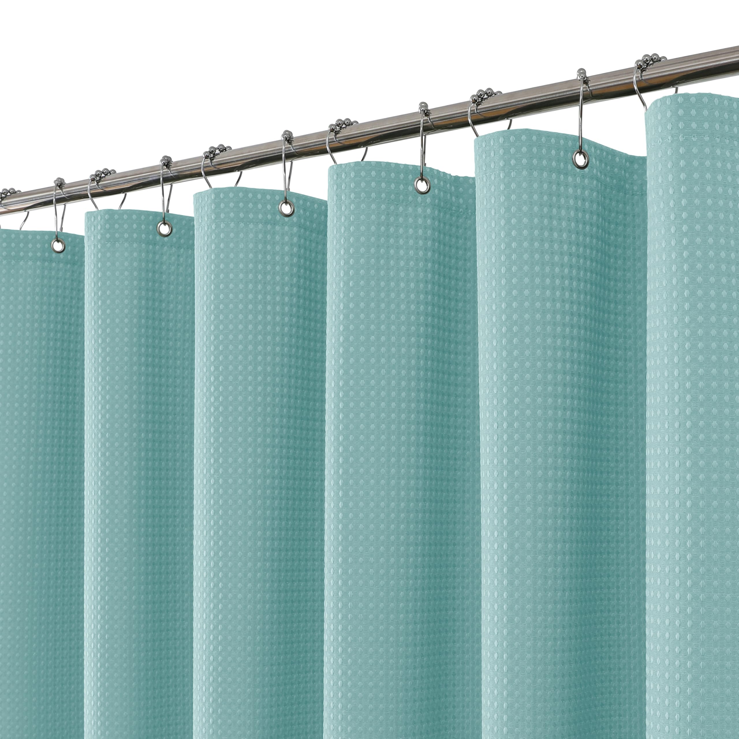 FY&XZH Waffle Weave Shower Curtain - Heavy-Duty Fabric with Hooks, Blue