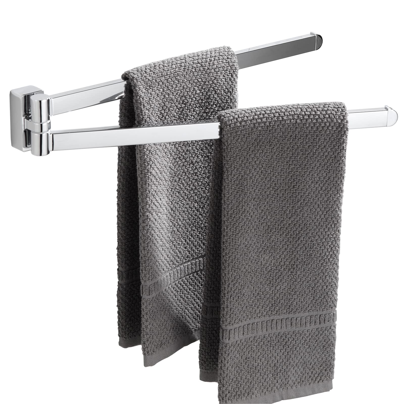 BGL Chrome Swivel Towel Rail | Stainless Steel Wall Mounted 2-Bar Rack