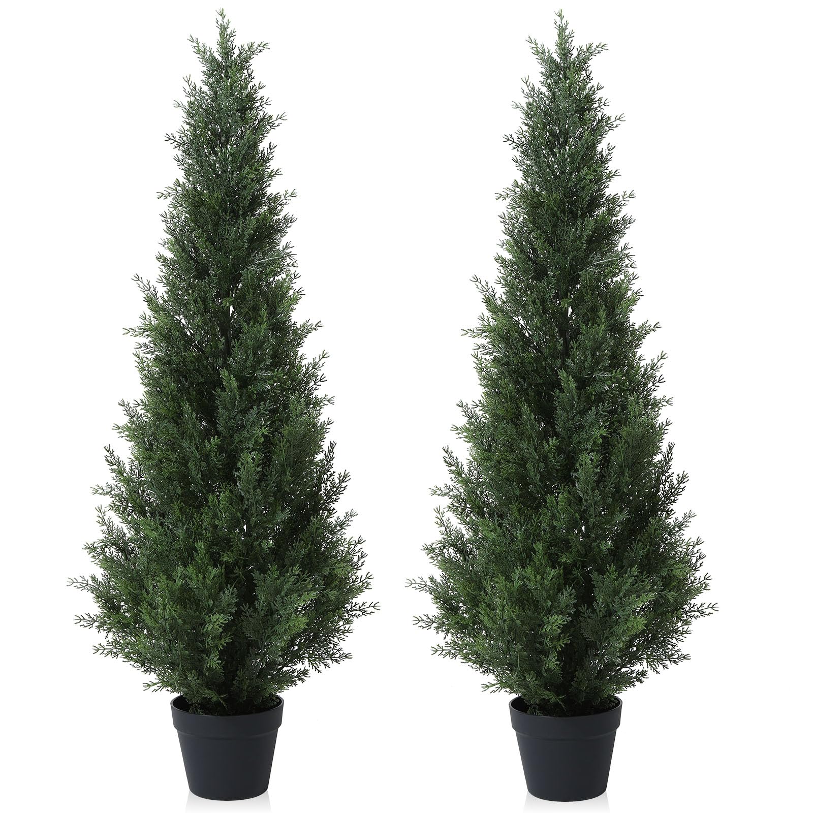 CROSOFMI 125cm Artificial Cedar Tree - Large Faux Outdoor Plants (2 Pack)