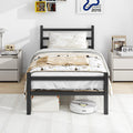 BORPHOM 3ft Single Metal Bed Frame – Heavy Duty Platform with Headboard