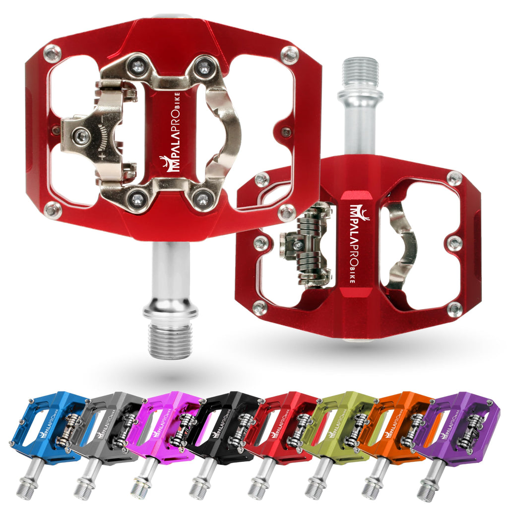 IMPALAPRO Dual Function MTB Pedals | Flat & SPD Clipless 9/16" - Red