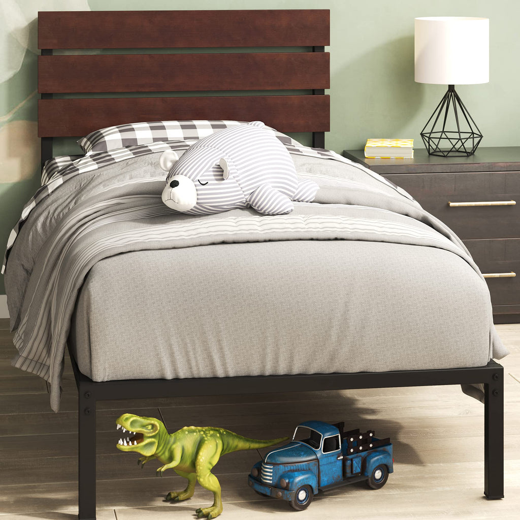 Zinus Figari Single Bed Frame – Bamboo and Metal Platform Bed with Storage