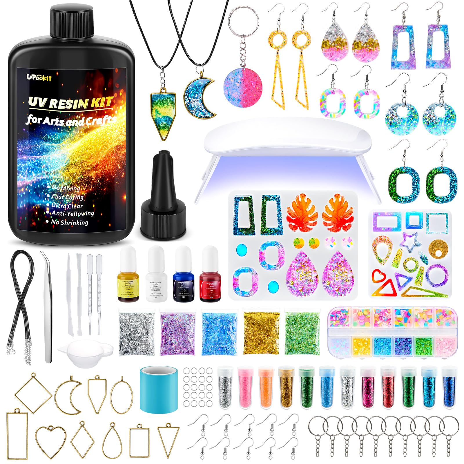 UPDOKIT UV Resin Kit with Lamp | 250g Crystal Clear Jewelry Making Kit