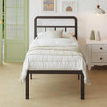 Lutown-Teen Metal Bed Frame | 90x200cm Heavy Duty Single Bed - Black
