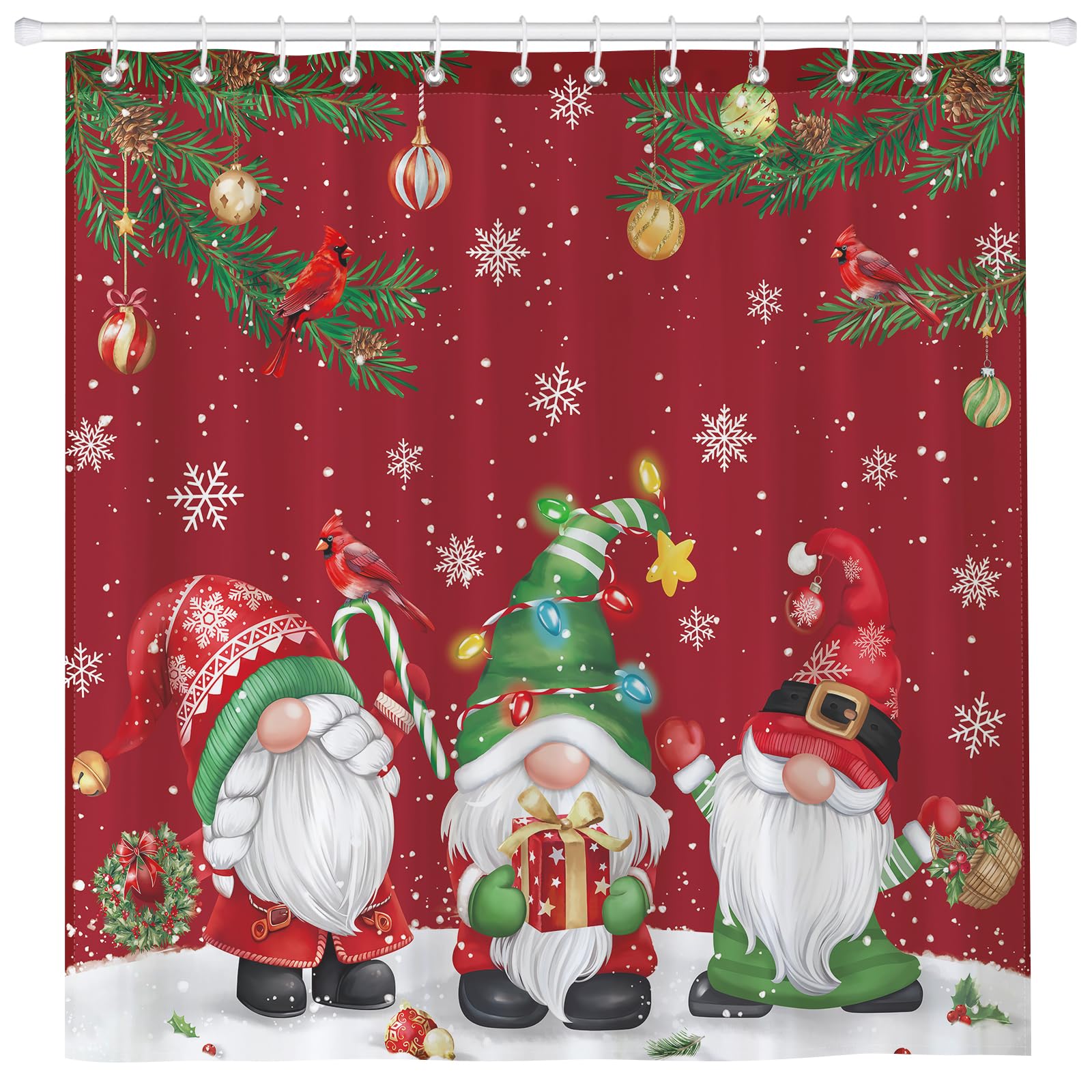 Arquiel Christmas Gnome Shower Curtain - Waterproof Polyester, 72x72 Inch