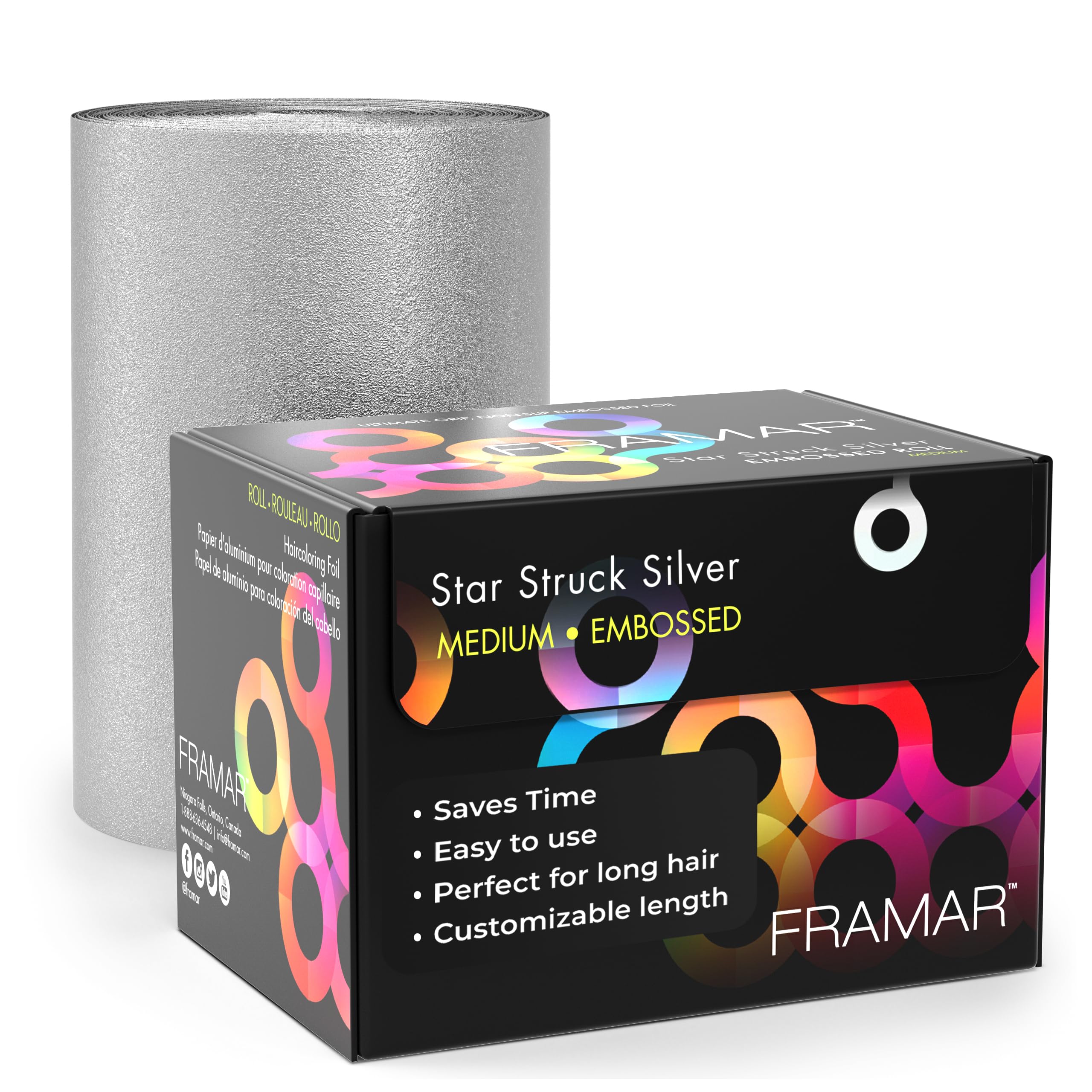Framar Silver Embossed Hair Foil Roll for Highlighting – 320ft