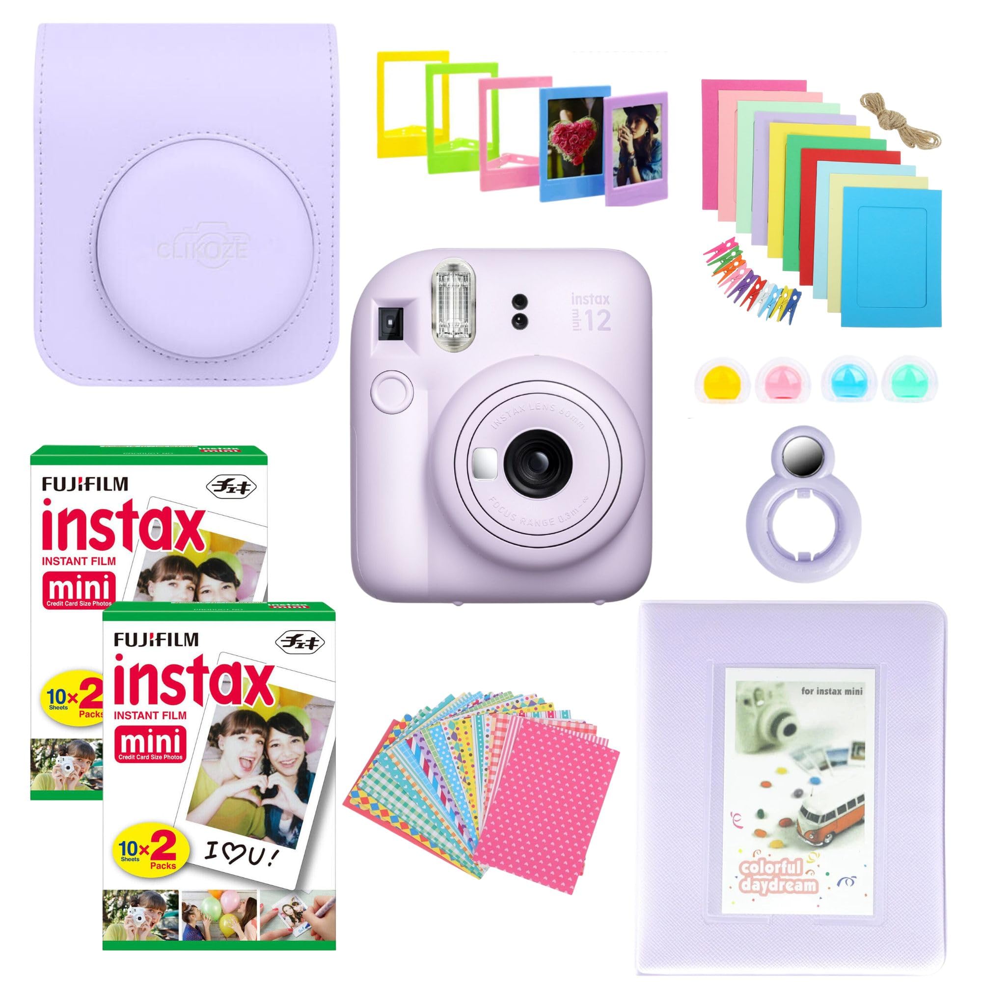 Fujifilm Instax Mini 12 Camera Bundle - Lilac Purple with 40 Film Shots