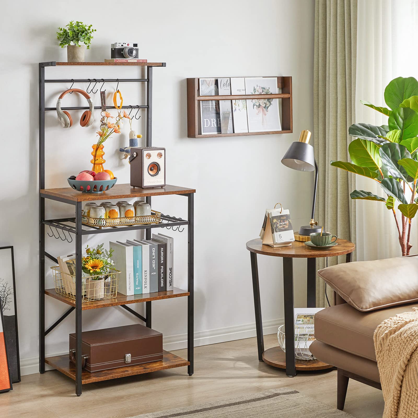 YMYNY Industrial Kitchen Baker's Rack – 4-Tier Microwave Stand & Coffee Bar