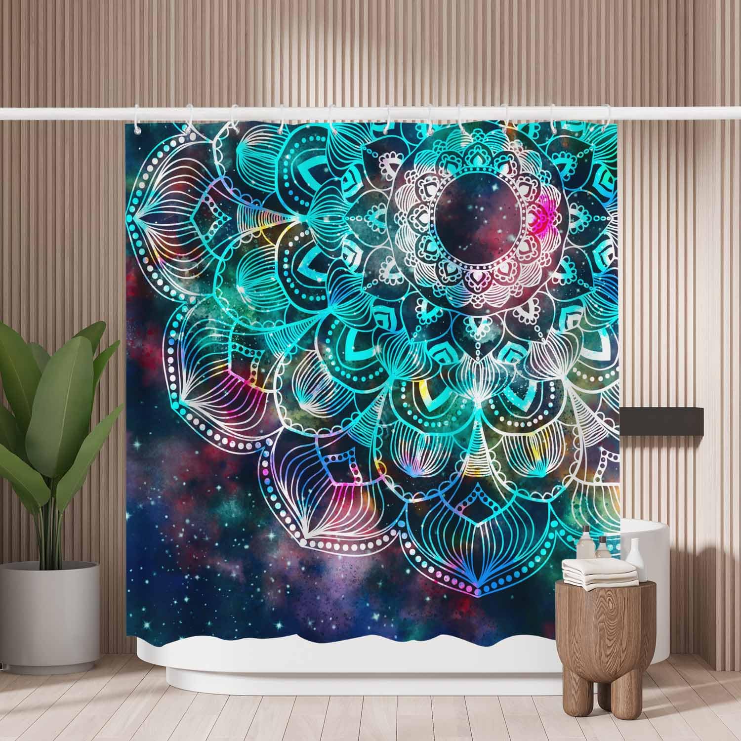 Woutay Mandala Star Galaxy Shower Curtain | Mold Resistant Polyester